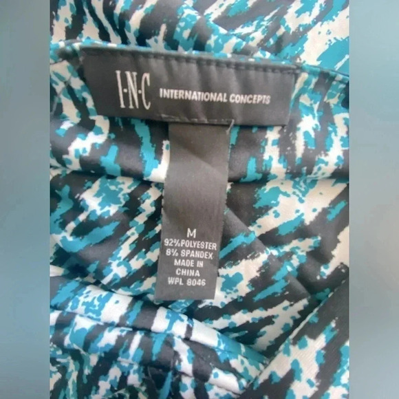 INC Women’s V-Neck Halter Mini Dress Studded Black, Blue, White Aztec Medium EUC - Picture 8 of 9